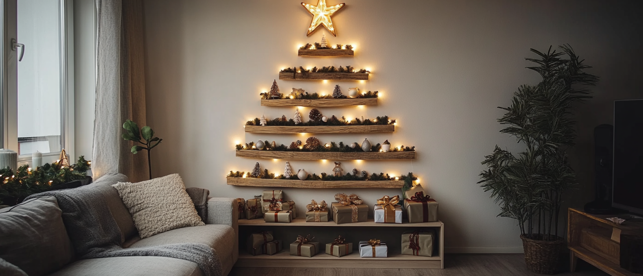 kerstboom aan de muur