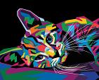 Grafisch getekende kat in Pop Art stijl