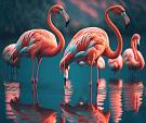 Flamingo's in water