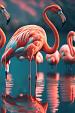 Flamingo's in water