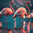 Flamingo's in water