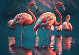 Flamingo's in water