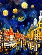 Maanverlichte nacht, geïnspireerd op Van Gogh