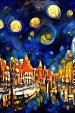 Maanverlichte nacht, geïnspireerd op Van Gogh