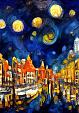 Maanverlichte nacht, geïnspireerd op Van Gogh