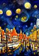 Maanverlichte nacht, geïnspireerd op Van Gogh