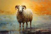 Artistiek olieverfschilderij met schaap