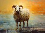 Artistiek olieverfschilderij met schaap