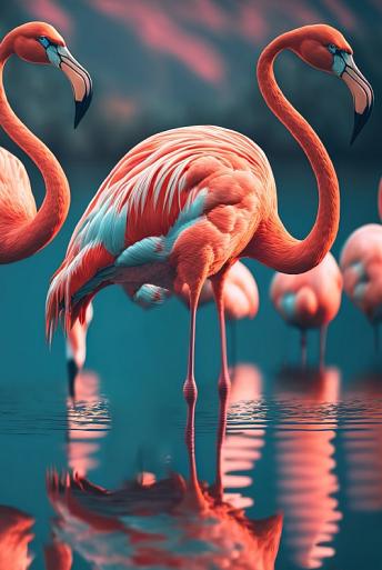 Flamingo's in water