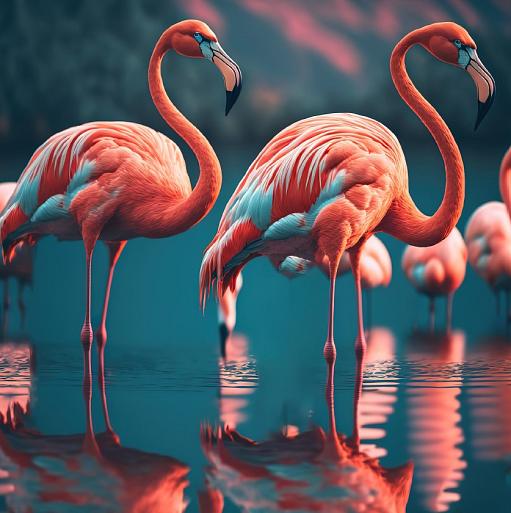 Flamingo's in water