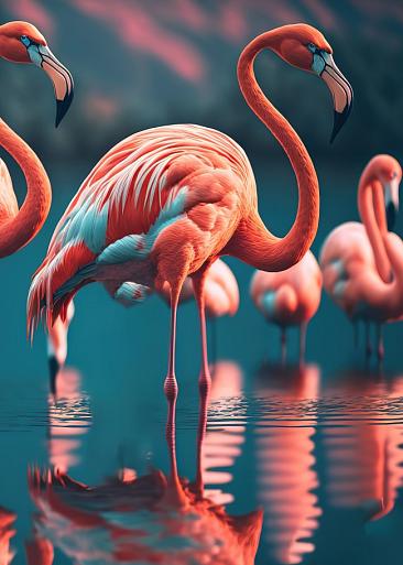 Flamingo's in water