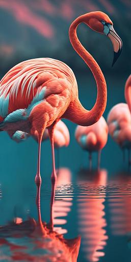 Flamingo's in water