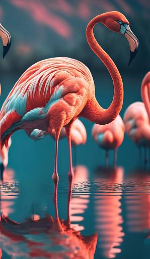 Flamingo's in water