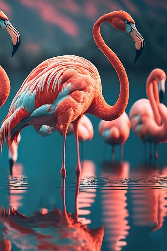 Flamingo's in water