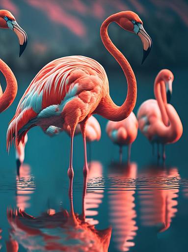 Flamingo's in water