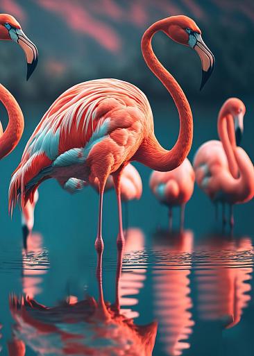 Flamingo's in water