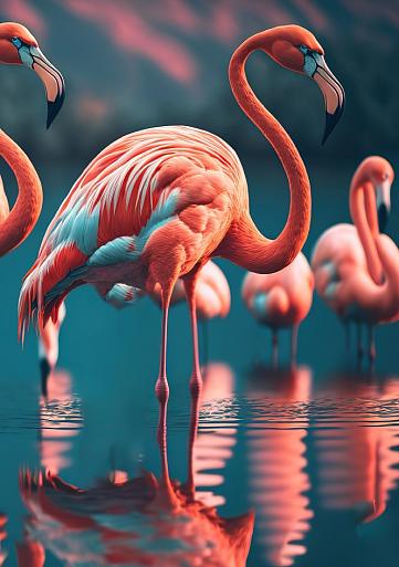 Flamingo's in water