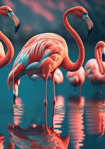 Flamingo's in water