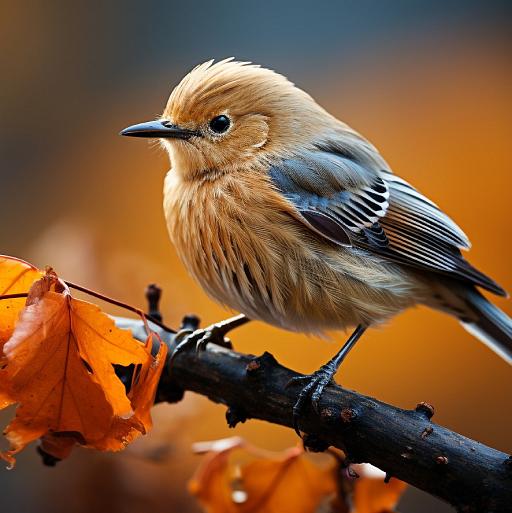 Nachtegaal op herfstachtige tak