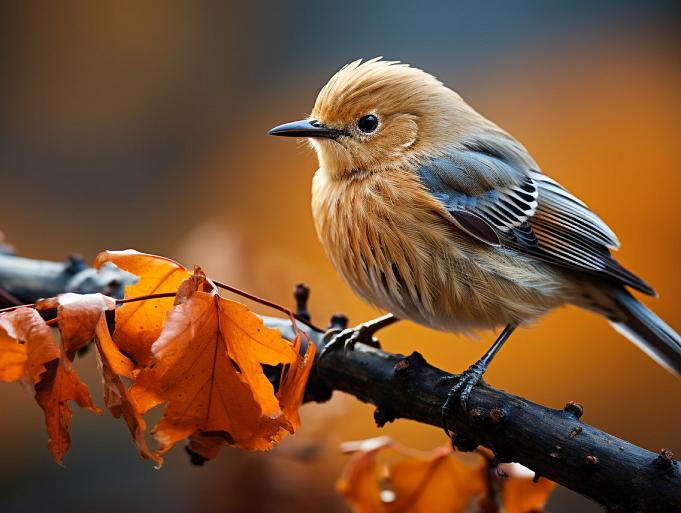 Nachtegaal op herfstachtige tak