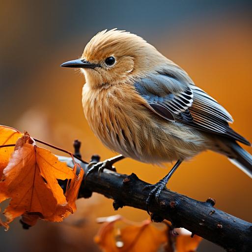 Nachtegaal op herfstachtige tak