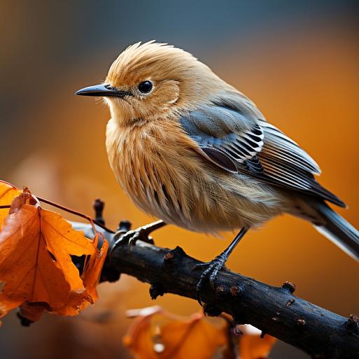 Nachtegaal op herfstachtige tak