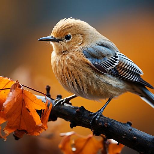 Nachtegaal op herfstachtige tak