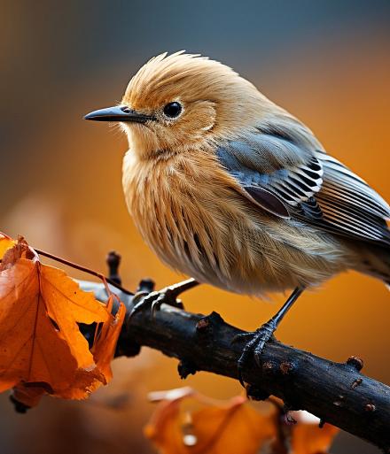 Nachtegaal op herfstachtige tak