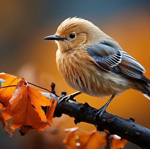 Nachtegaal op herfstachtige tak