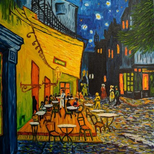 Café schilderij, gebaseerd op Van Gogh 