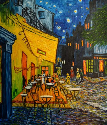 Café schilderij, gebaseerd op Van Gogh 