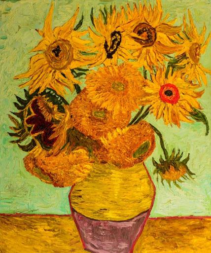 Vaas zonnebloemen, gebaseerd op Van Gogh