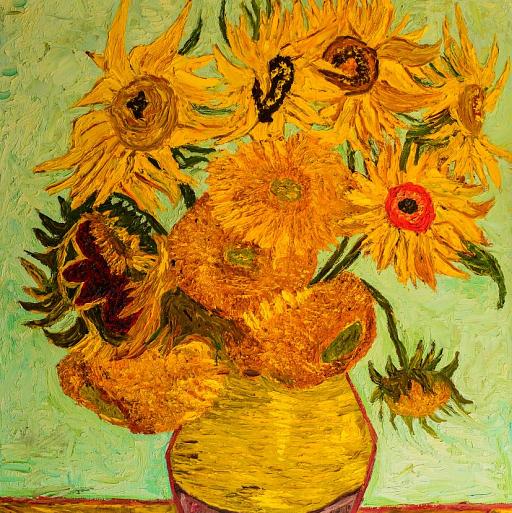 Vaas zonnebloemen, gebaseerd op Van Gogh