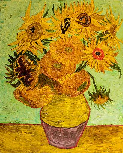 Vaas zonnebloemen, gebaseerd op Van Gogh