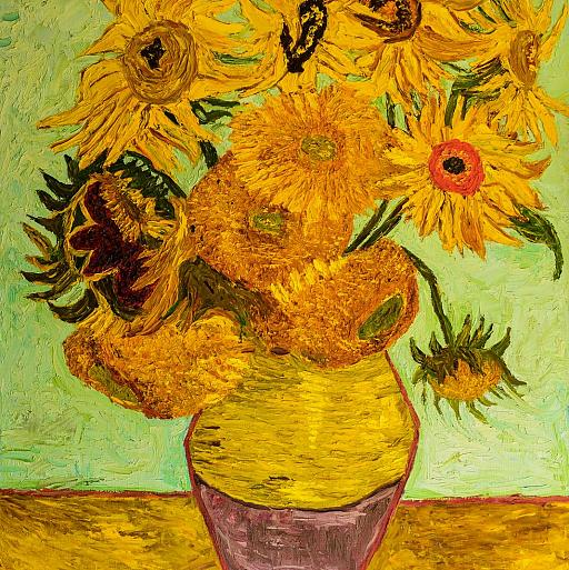 Vaas zonnebloemen, gebaseerd op Van Gogh