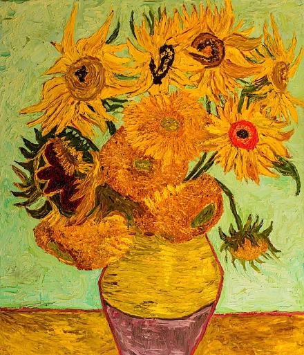 Vaas zonnebloemen, gebaseerd op Van Gogh