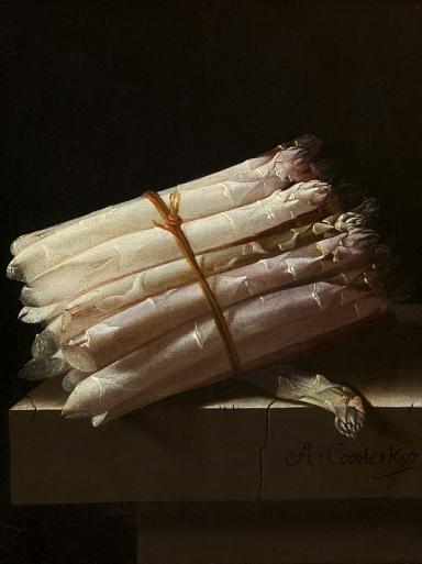 Stilleven met asperges, Adriaen Coorte, 1697 