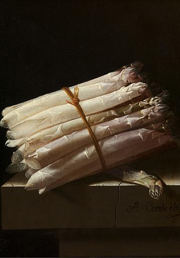 Stilleven met asperges, Adriaen Coorte, 1697 