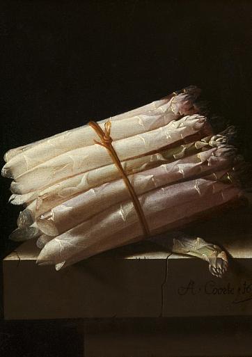 Stilleven met asperges, Adriaen Coorte, 1697 