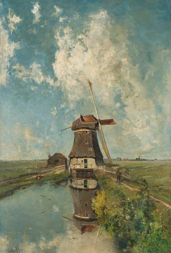 Een Molen aan een Poldervaart, Paul Joseph Constantin Gabriël, 1889