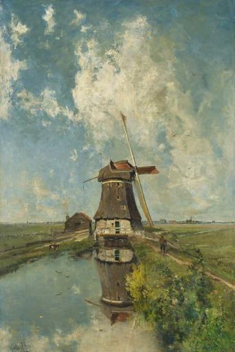 Een Molen aan een Poldervaart, Paul Joseph Constantin Gabriël, 1889