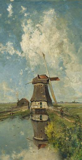 Een Molen aan een Poldervaart, Paul Joseph Constantin Gabriël, 1889