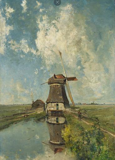 Een Molen aan een Poldervaart, Paul Joseph Constantin Gabriël, 1889