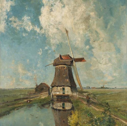 Een Molen aan een Poldervaart, Paul Joseph Constantin Gabriël, 1889