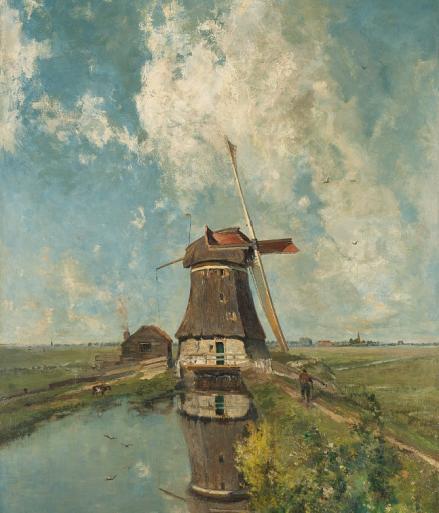 Een Molen aan een Poldervaart, Paul Joseph Constantin Gabriël, 1889