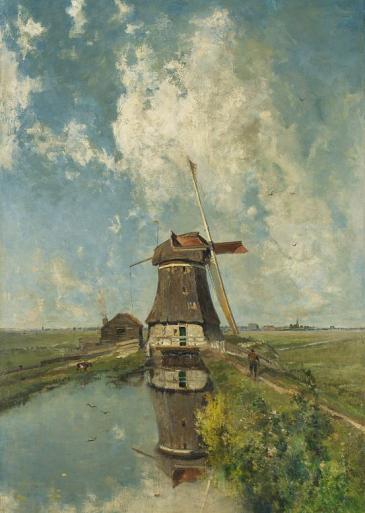 Een Molen aan een Poldervaart, Paul Joseph Constantin Gabriël, 1889