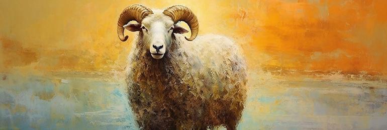 Artistiek olieverfschilderij met schaap